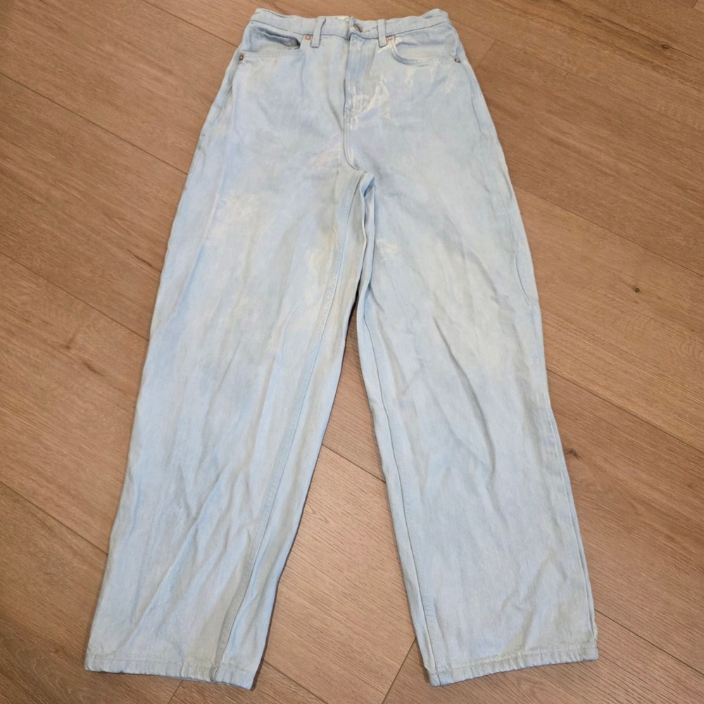 We The Free Free People Light Acid Wash High Rise Wide Leg Jeans Size 25 Boho